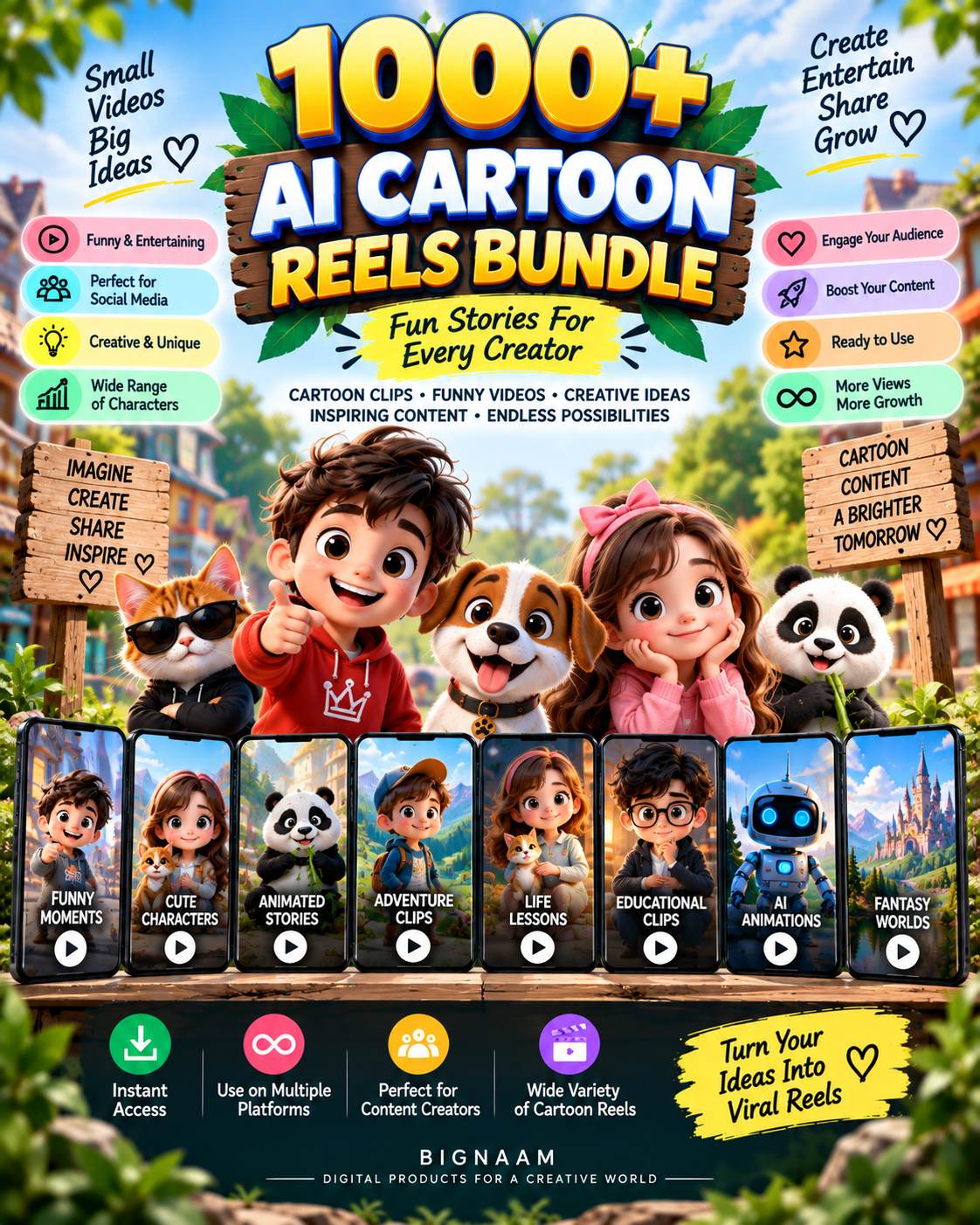 1000+ AI Cartoon Reels Bundle