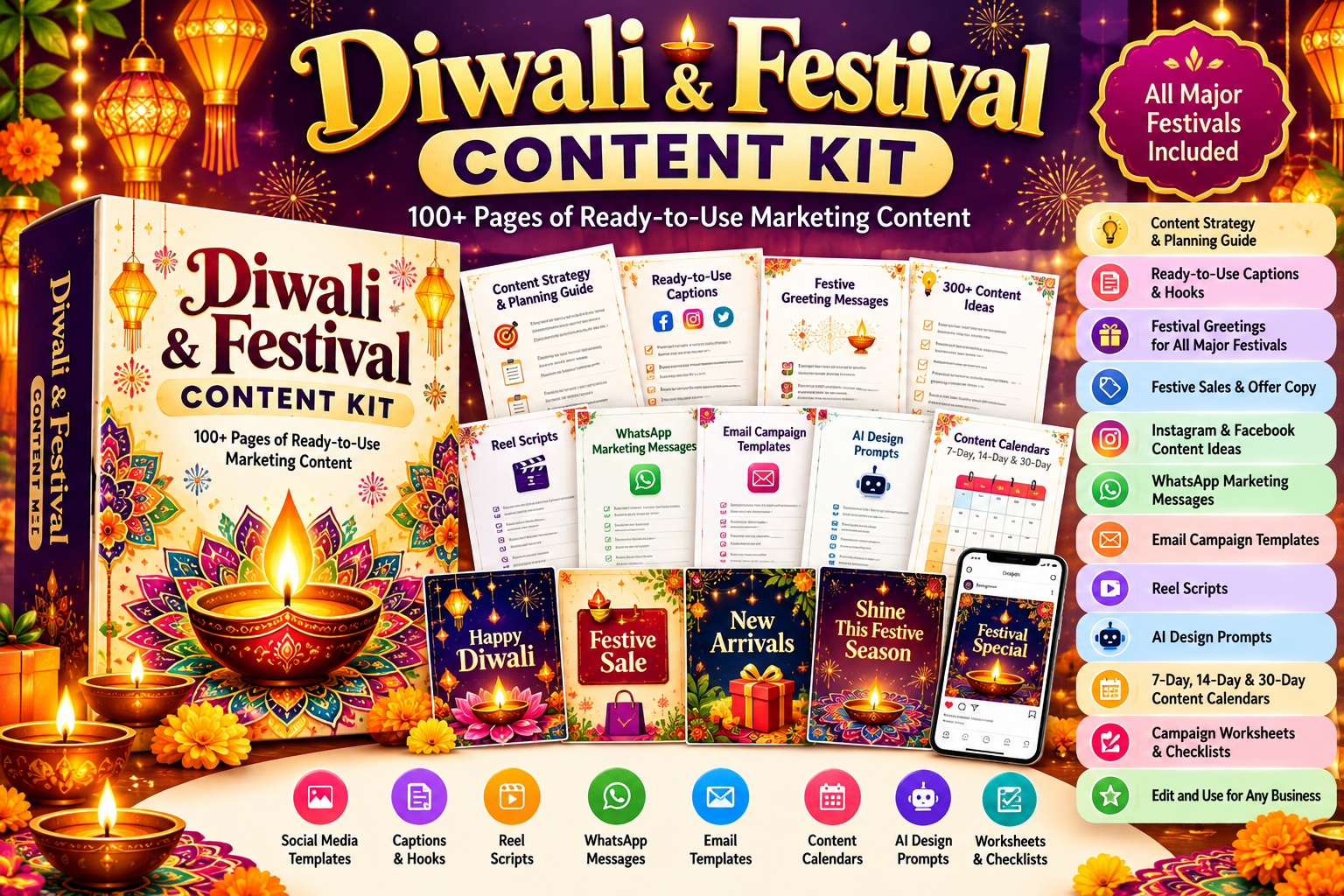 Diwali & Festival Content Kit β 100+ Pages of Ready-to-Use Marketing Content - Image 2