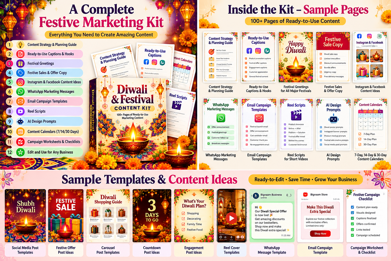 Diwali & Festival Content Kit β 100+ Pages of Ready-to-Use Marketing Content