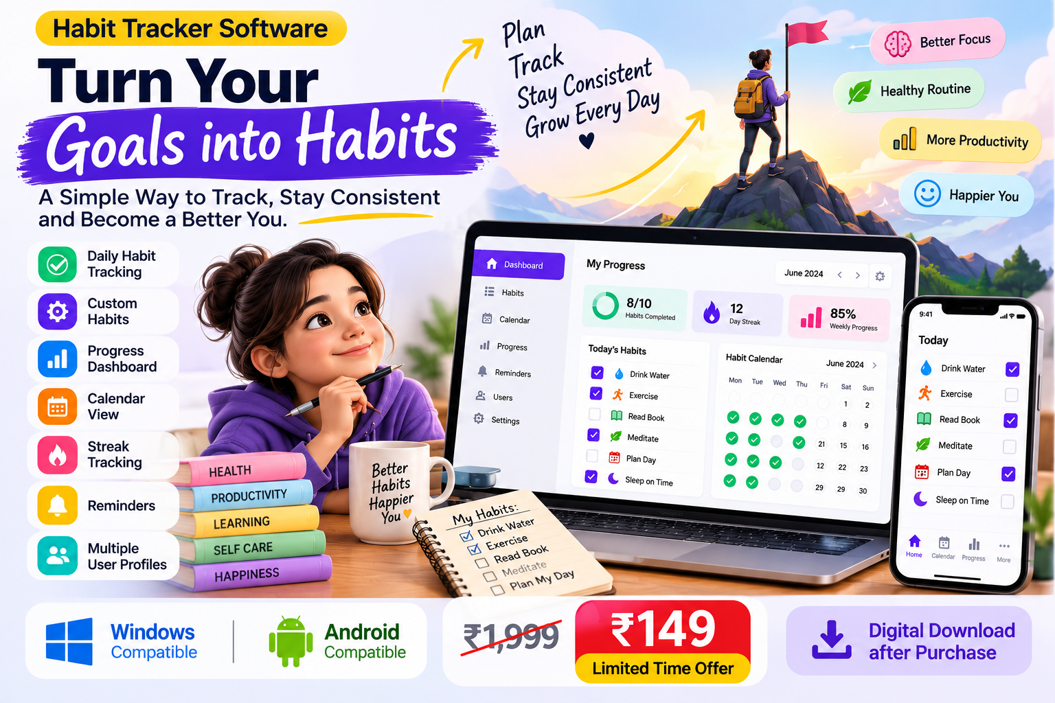 Habit Tracker Software to turn personal goals into daily habits