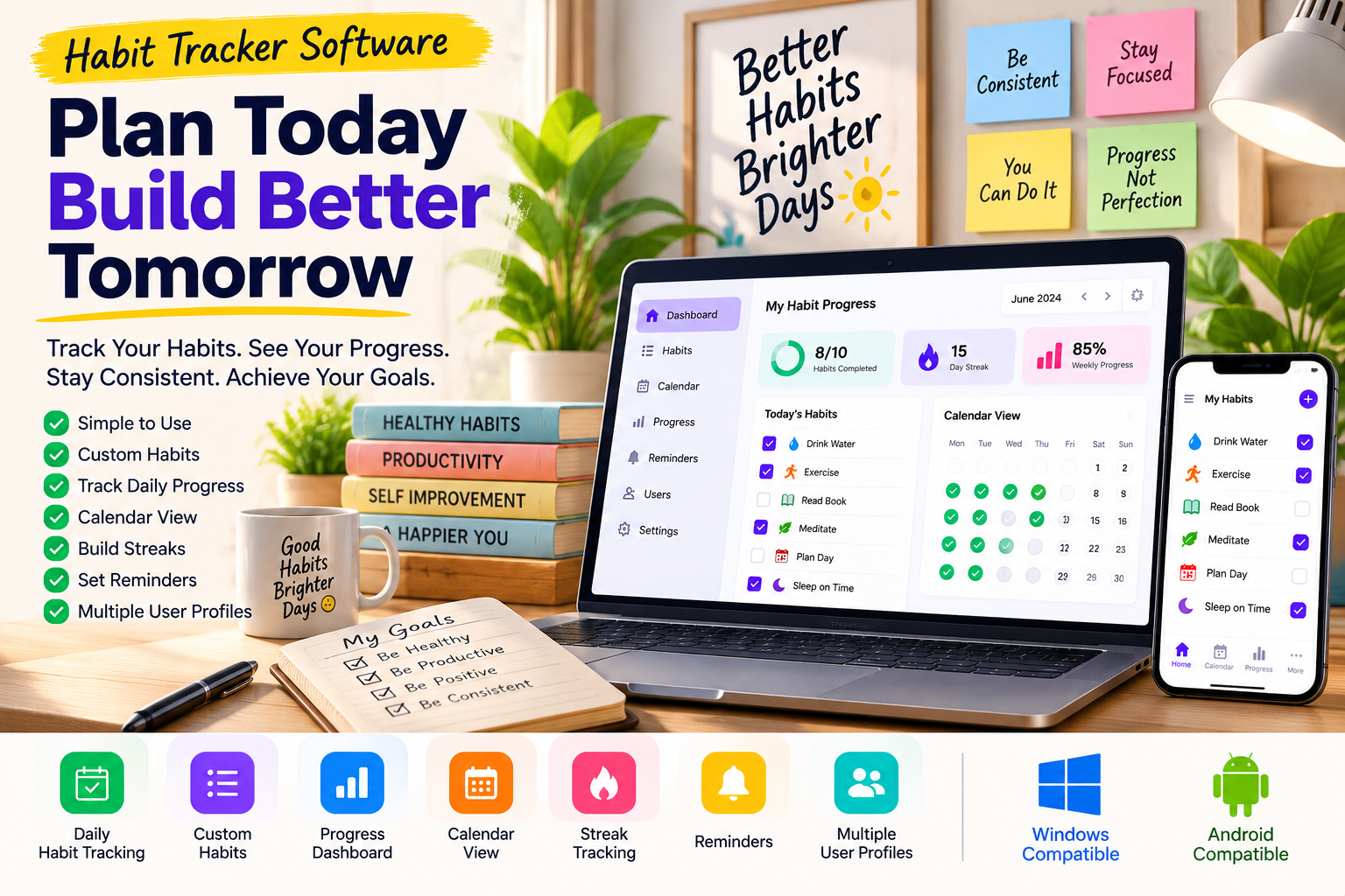 Plan Today Build Better Habits software promotional image
