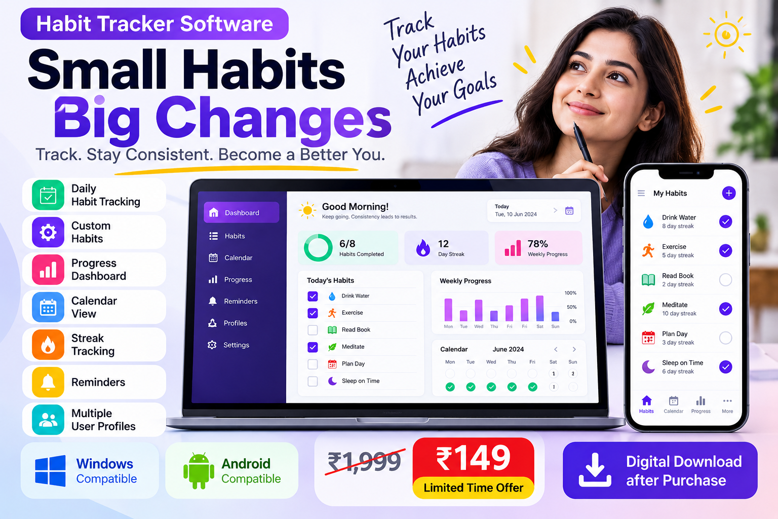 Small Habits Big Changes habit tracker software visual